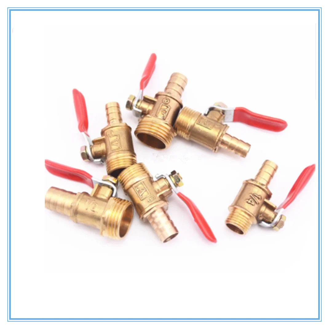 Латунный колючий шаровой клапан 4-12 шлангов 1/8 ''1/2'' 1/4 ''штыревой резьбовой соединитель Соединительный медный фитинг Соединительный адаптер