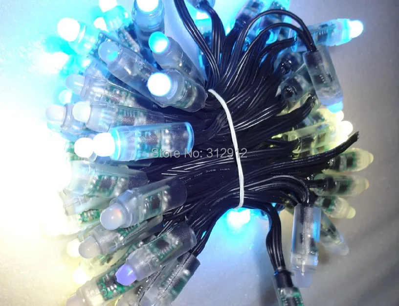 100 шт. 12В 12 мм WS2811 Светодиодный умный пиксельный узел со всеми черными проводами