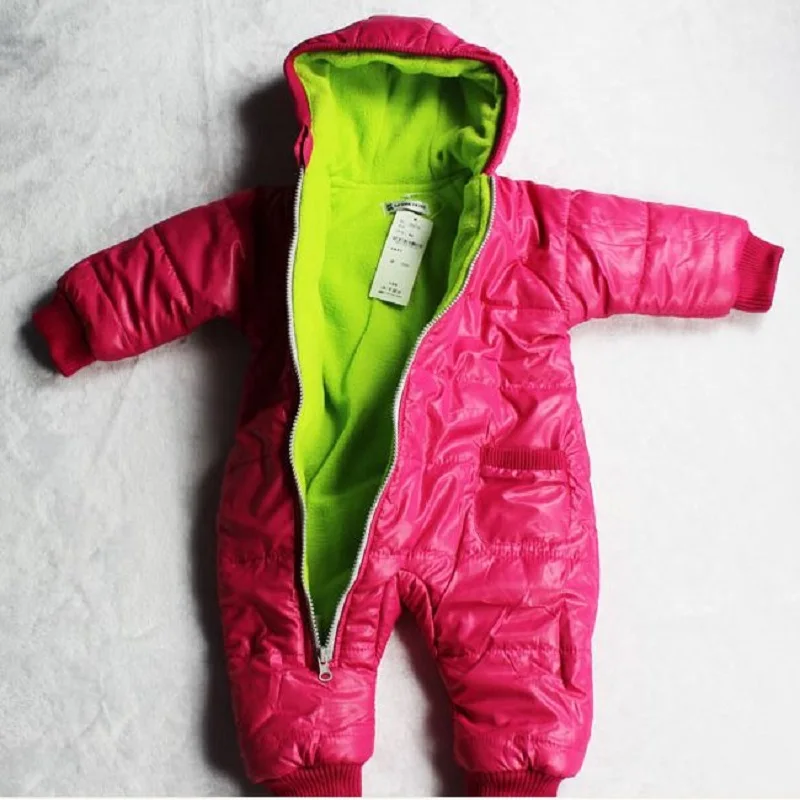 2017 флисовые плотные детские комбинезоны зимние пальто 3-слойные однотонные