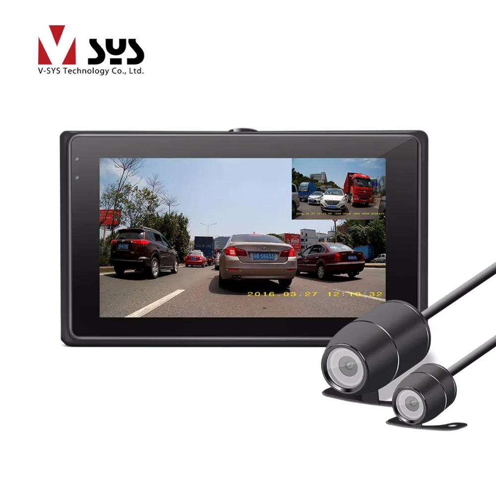 Vsys T2 мотоциклетные двойной реального Видеорегистраторы для автомобилей 1080 P IP68