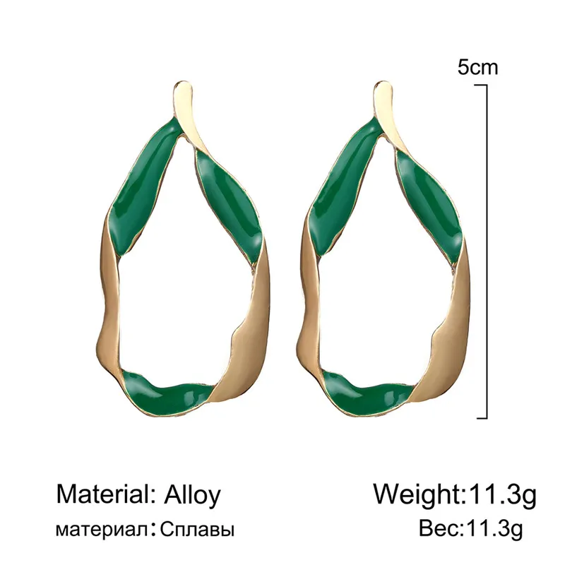 Модные большие зеленые Висячие серьги для женщин новинка 2019 винтажные