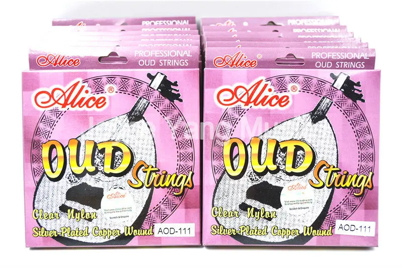 10 Sets of Alice AOD-111 OUD Strings Clear Nylon Silver-Plated Copper Wound 11-String