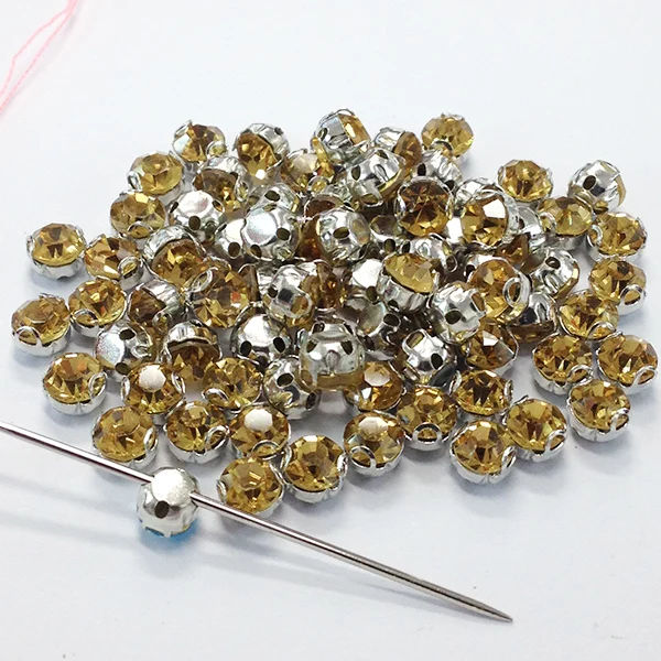 Пришивные хрустальные стразы блестящие стеклянные камни светлый топаз Колорадо