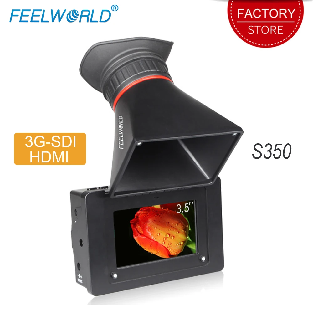 Электронный видоискатель Feelworld S350 3," HD 800x480 ЖК-дисплей 3g SDI HDMI вход EVF 2X увеличение для DSLR видеокамеры