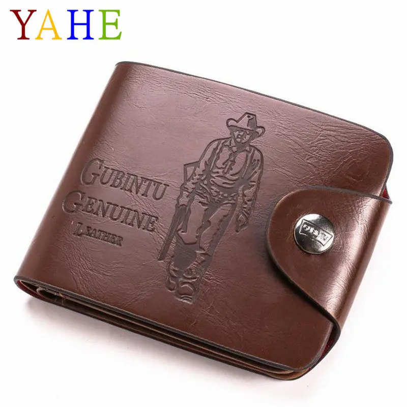 YaHe мужские кошельки из искусственной кожи короткие Multi-function винтажный кошелек