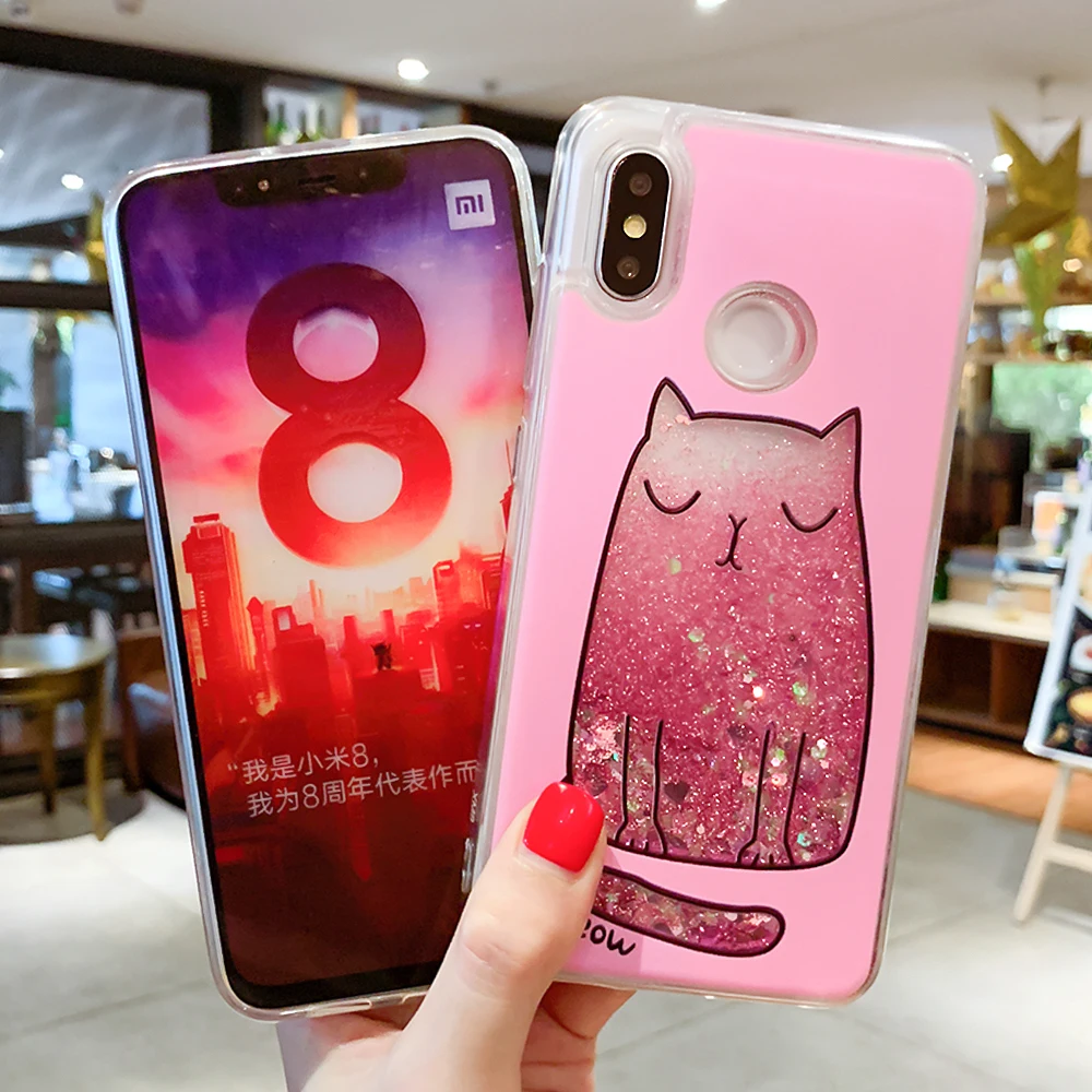 Жидкий чехол для Xiaomi mi 8 Red Note 5 7 Pro 4X Блестящий песок Силиконовый ТПУ 6X S2 5A 4A 4 |
