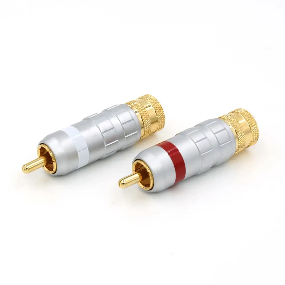 4 шт. Позолоченный разъем RCA штекер переходник соединитель для видео и аудио