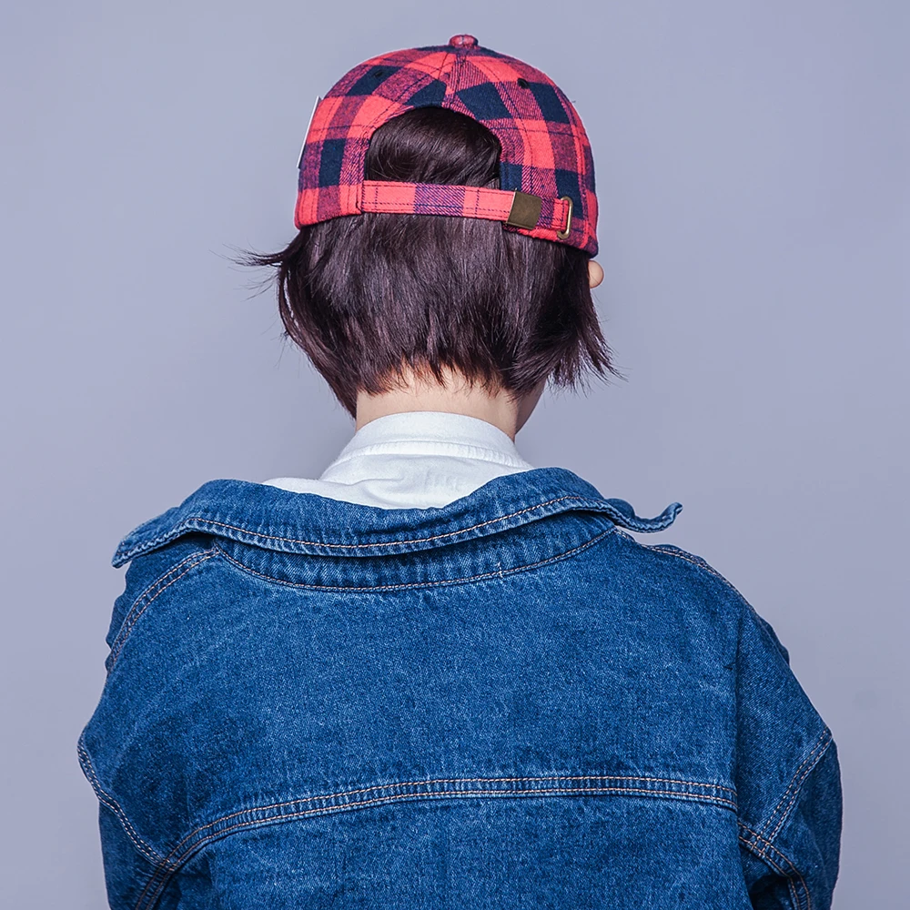 Мужская и Женская бейсбольная кепка JOEJERRY красная клетчатая в стиле хип-хоп