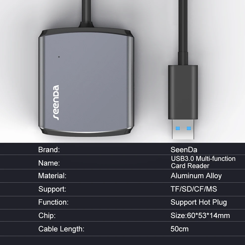 SeenDa USB3.0 кард-ридер с высоким уровнем Скорость мульти-камера слот для карт памяти SD CF TF MS мобильный телефон OTG кард-ридер для PC карта для ноутбука читателя
