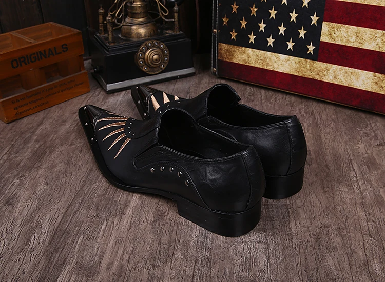 Черные итальянские мужские лоферы обувь из натуральной кожи с металлическим