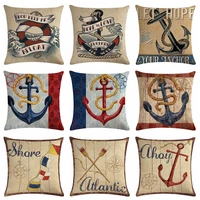 retro style compass printed cushion cover anchor pattern marine ship throw pillow case decorative pillowcase cojines almofadas