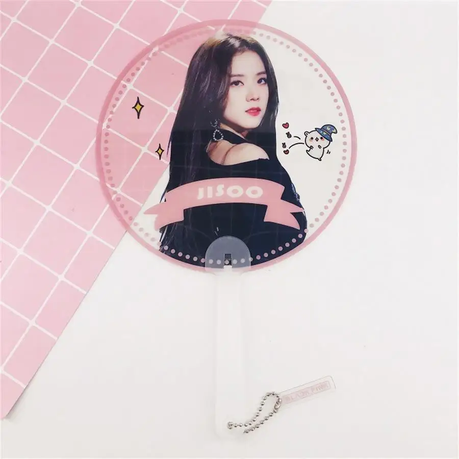 JISOO Kpop Blackpink Lisa Rose портативный чистый ПВХ ручной вентилятор Дженни Jisoo поддержка вентилятор с HD фото - Цвет: JISOO