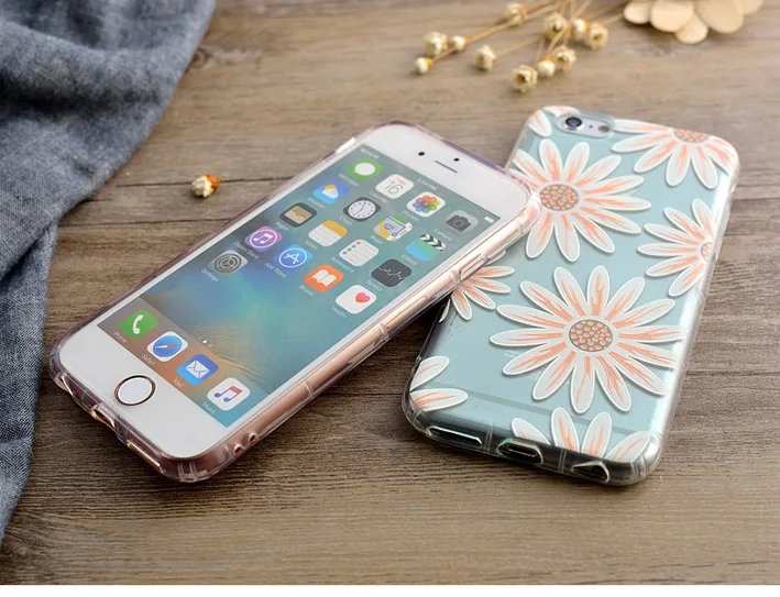 Через цвет дейзи 3D Рельеф Чехол Для iPhone 6 S 4.7 &quot6 s Плюс 5.5&quot мягкие силиконовые