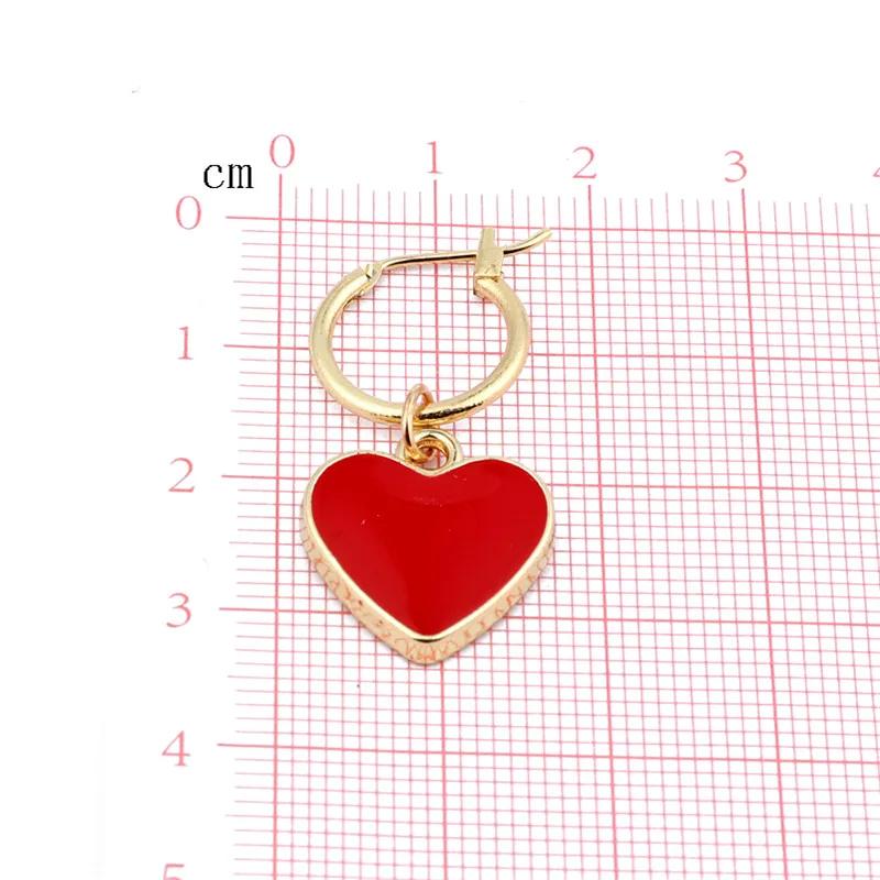 1 пара корейских шикарных сережек-обручей с красным сердцем для женщин и девочек