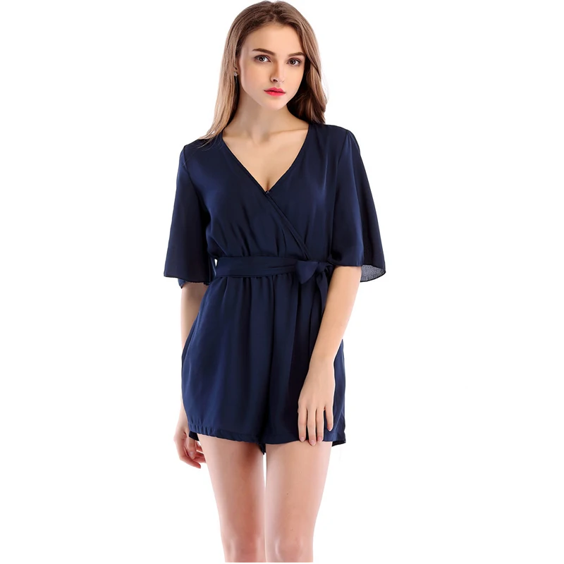 Для женщин шифон Комбинезоны Короткие рукава летние комбинезоны богемный пляж