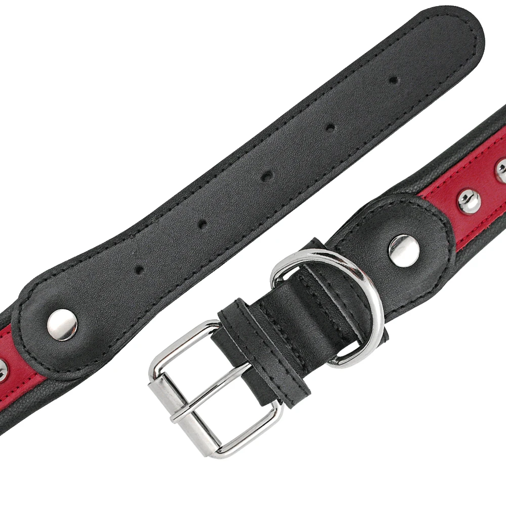 Ошейник для собак из натуральной кожи с шипами воротник Перро коричнево Красного