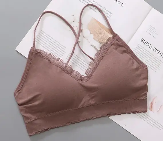 Сексуальные кружева Bralette женский Беспроводной бюстгальтер сплошной Для женщин нижнее женское белье с бюстгальтером с мягкой чашкой Push Up Бюстгальтеры без косточек бесшовный бюстгальтер с подушечками Для женщин sutyen z0847 - Цвет: dousha