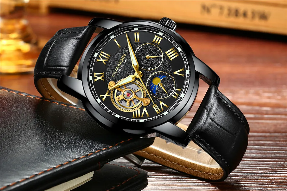 Relogio masculino GUANQIN брендовые роскошные часы с каркасом Турбийон мужские спортивные полностью стальные водонепроницаемые автоматические механические наручные часы