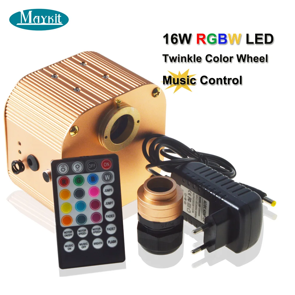 Maykit Music Twinkle 16 Вт RGBW светодиодный потолочный светильник из оптического волокна со съемкой светодиодный светильник 4 м fibra оптика 0,75 мм 1,0 мм 1,5