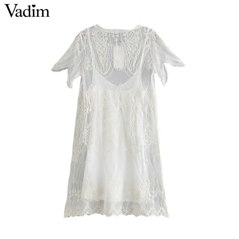Vadim женское мини платье с вышивкой комплект из двух предметов милое прямое