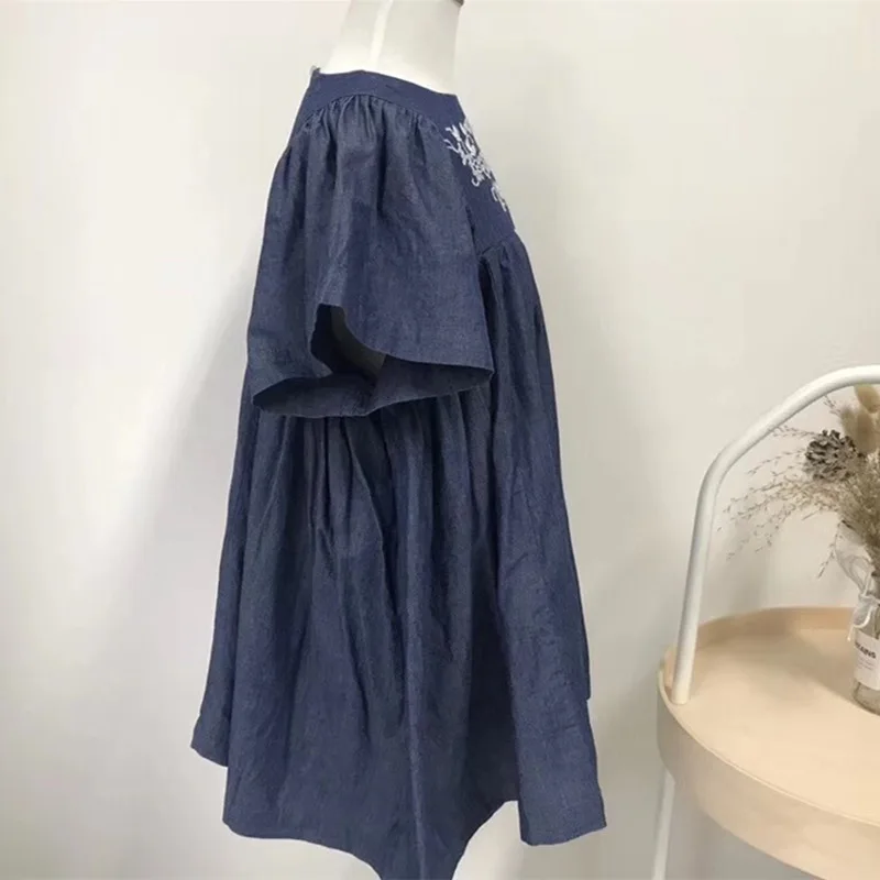 Новинка 2019 летнее и весеннее синее хлопковое джинсовое платье для девочек