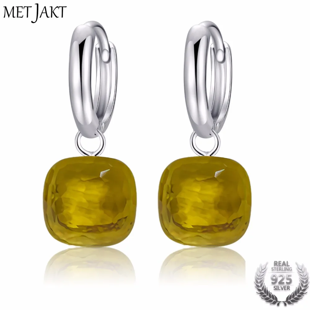 Серьги-подвески из серебра 925 пробы с желтым топазом | Украшения и аксессуары