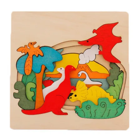 Chanycore деревянные игрушки несколько головоломки доска Животное Динозавр Лев