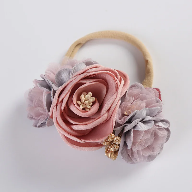 36 шт./лот бутик принцессы кружевной цветок с нейлоновой повязкой Детские