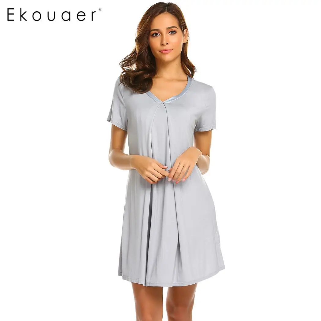 Ekouaer женское свободное Ночное платье ночные рубашки для кормящих грудью ночная