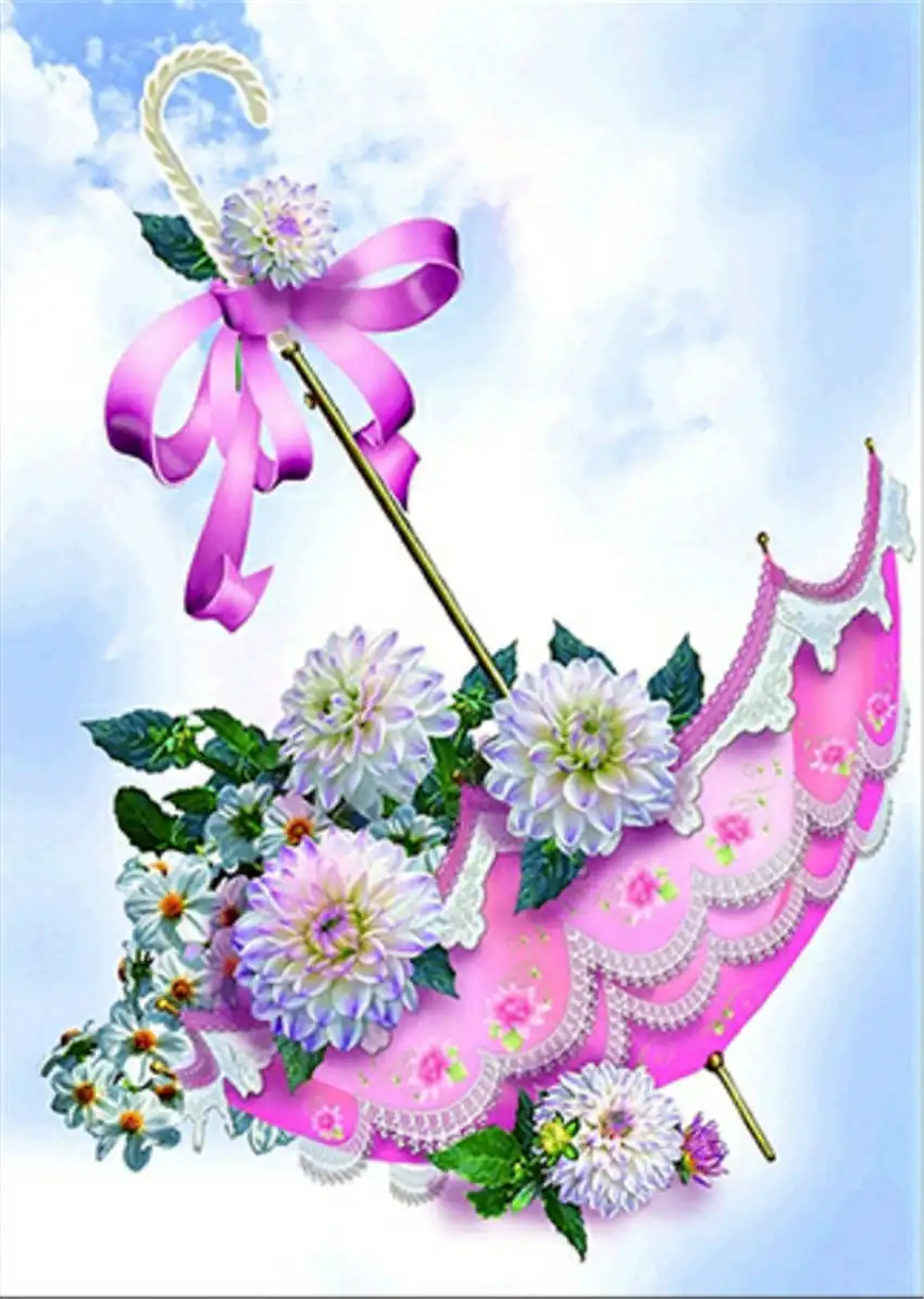DIY 5d Diamond Painting Full SquareFlower 5D Embroidery umbrella Flower Rhinestone Picture diamond mosaic Sale | Дом и сад