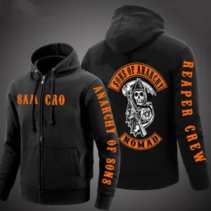 2018Mascro Повседневная Осенняя мужская куртка на молнии в стиле панк, мужская хлопковая куртка на молнии, толстовка с капюшоном