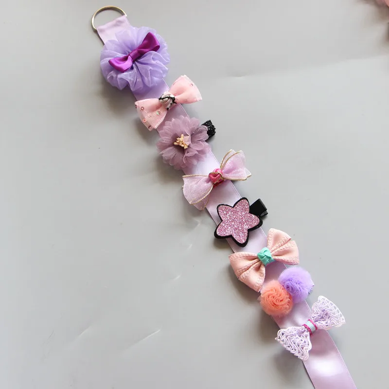 10 Elegance Girls princess Hair Accessories kids crown flower hair clips barrette hairpin headwear 8pcs clip+1 storage band TZ21 - Цвет: 10