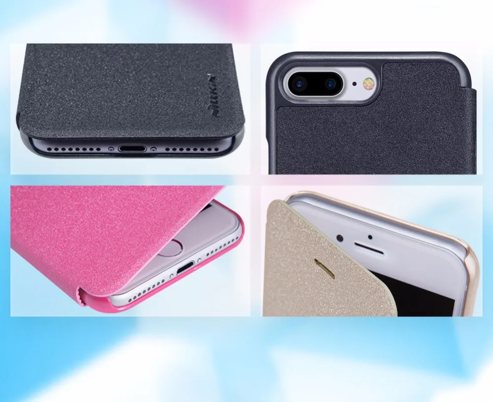Чехол для Apple iphone 8 Plus откидной NILLKIN Sparkle серии пластиковый чехол из искусственной