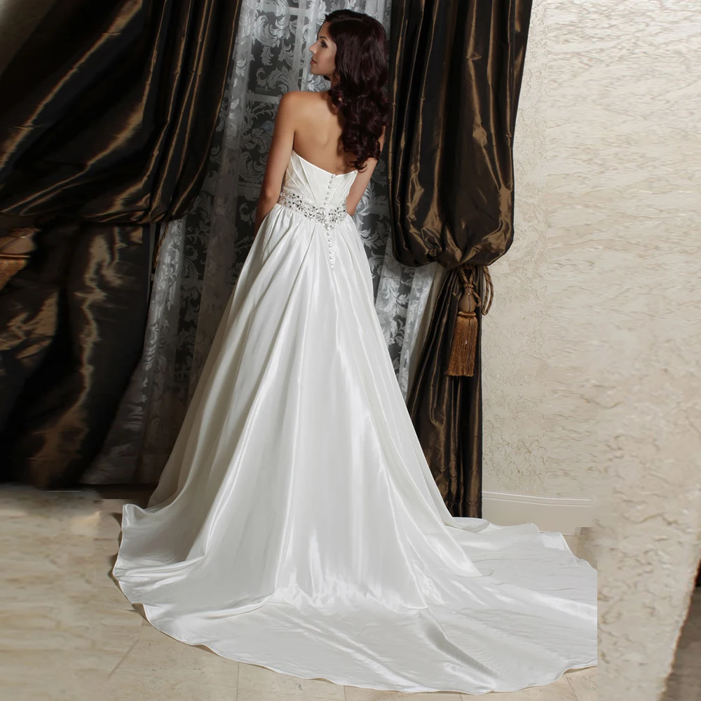 Robe De Mariee Custom Made Ivory Taffeta Pleated Beading Sash Sweetheart A Line Wedding Dress Bridal Gowns Vestidos Novia | Свадьбы и
