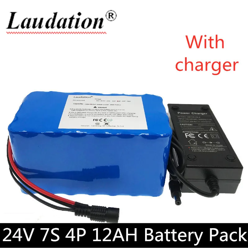 7S4P 24V Батарея 12Ah 29.4V12000AH 18650 литий-ионный аккумулятор с 15A BMS для электрического велосипеда электрического мотоцикла светильник для велосипеда