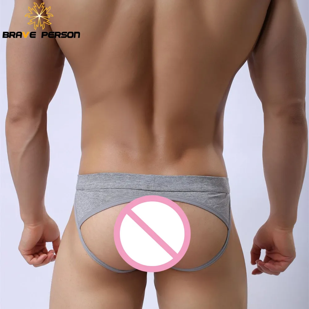 Мужские трусы брифы с вырезами на бедрах черные хлопковые сексуальное нижнее