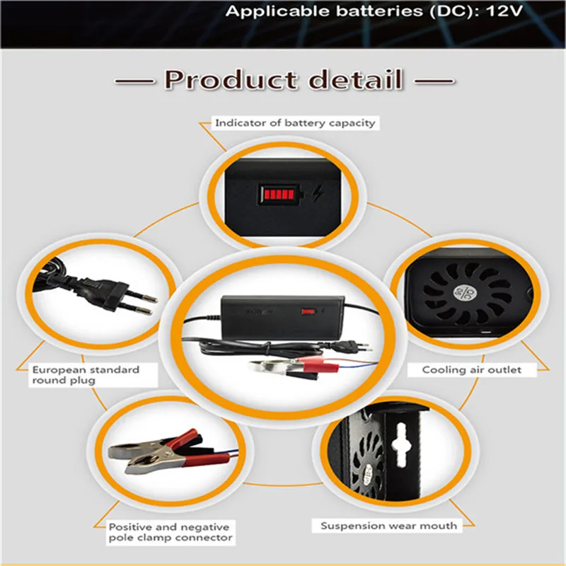 Safe 12V 5A Intelligent Smart Automatic Lead Acid Battery Fast Charging Quick Charger 100V-240V with Display Lamp |