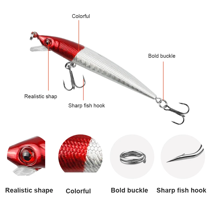 Erchang 1 шт Minnow Блесен 8 см 6 3 г бас Троллинг искусственные Жесткий Bait Crankbait воблеры 3D