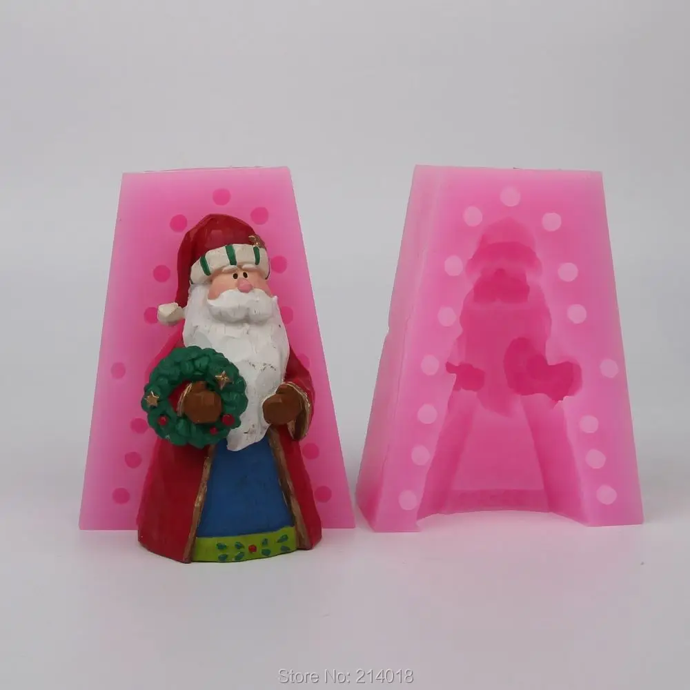 Новогодняя 3D форма для мыла PRZY в виде Санта-Клауса свечи силиконовый гель