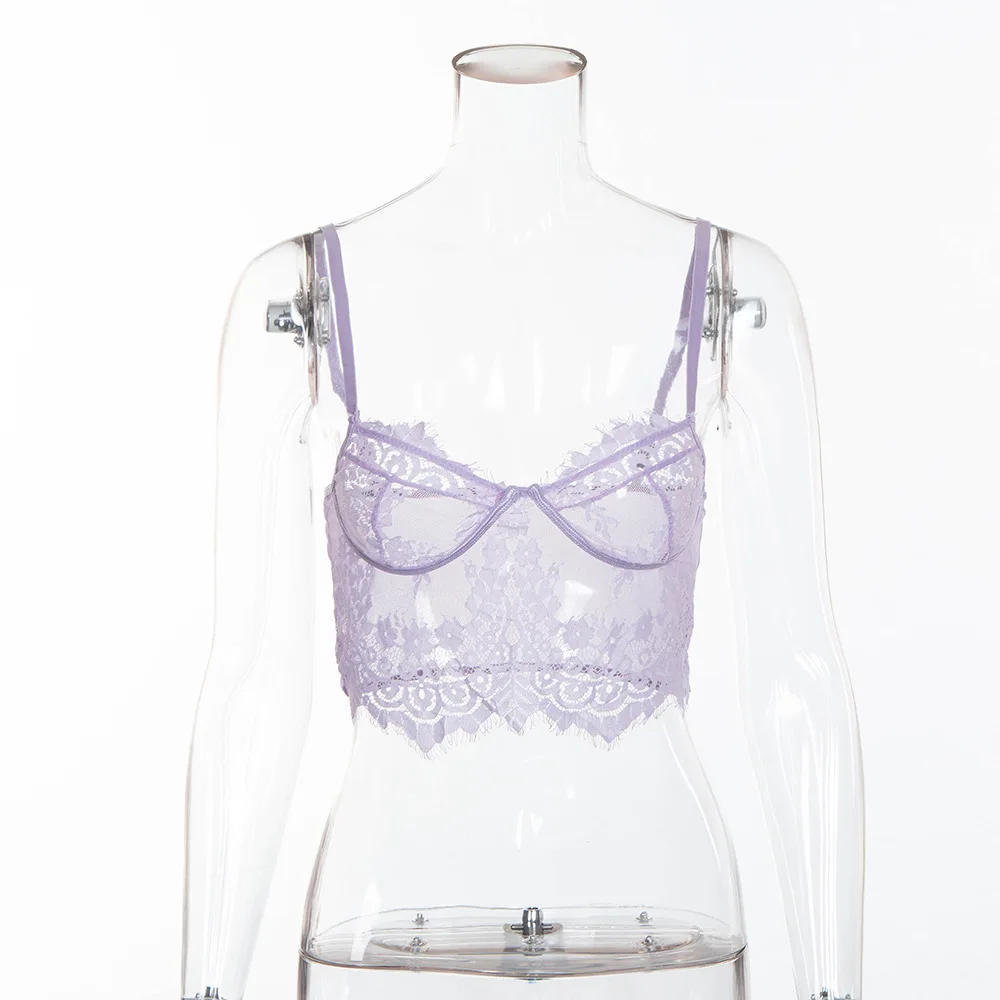 Элегантный шикарный Бралетт сексуальный кружевной кроп топ с ресницами женское