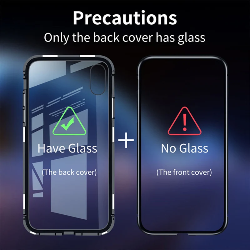 Magnetic Metal Adsorption Case For Oneplus 7 Pro Tempered Glass Back 6T 6 5T Phone Cover |