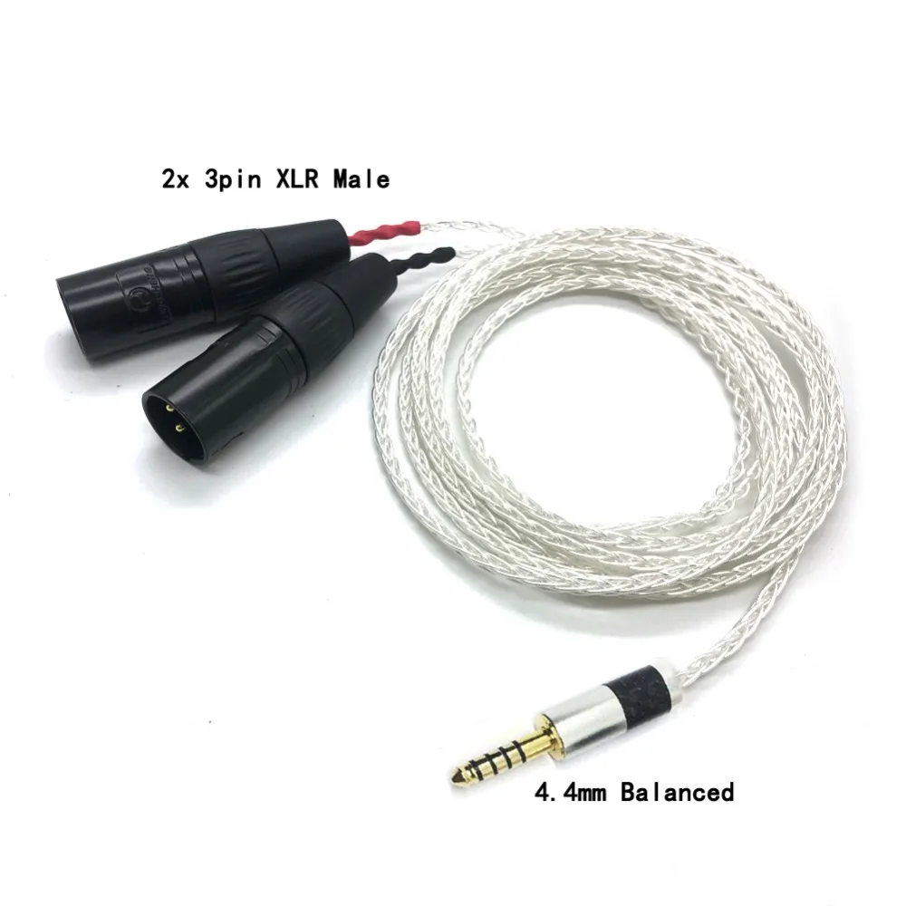 Бесплатная доставка 8-жильный посеребренный сбалансированный штекер 4 мм на