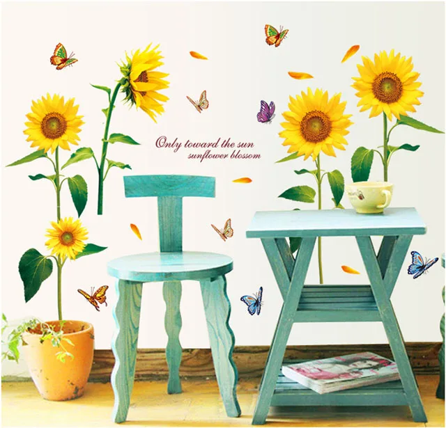 [Fundecor] солнечный вкус желтый Helianthus annuus растение настенный наклейки