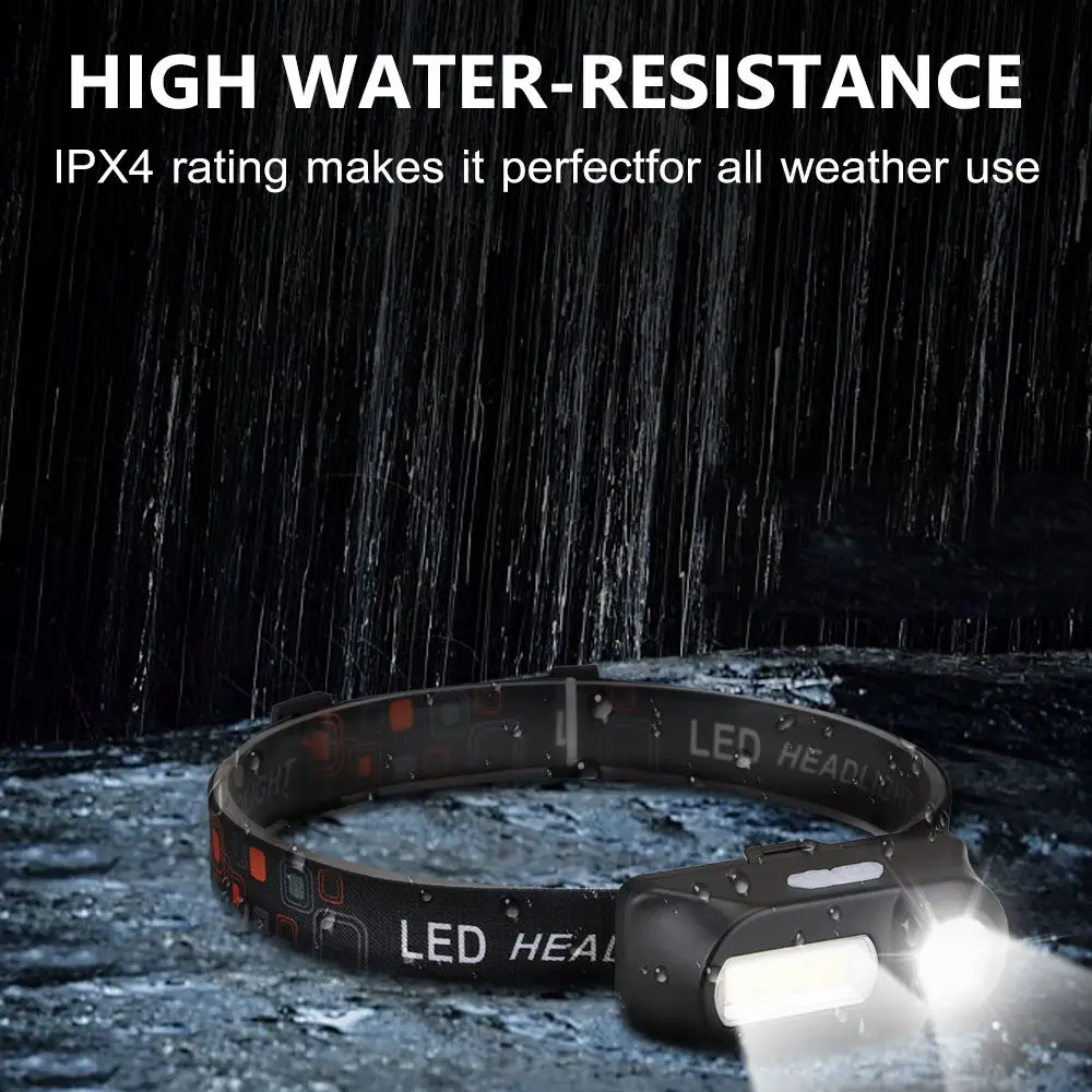 Светодиодный налобный фонарь COB+ XPE светодиодный налобный фонарь с зарядкой от USB 18650 фонарь для кемпинга, походов, ночной рыбалки, бега