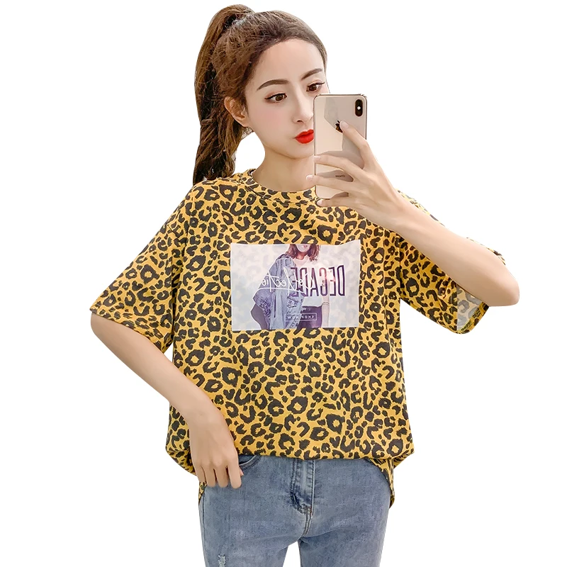 Leopard moda feminina Hipster футболки летний бренд для женщин футболка повседневное плюс