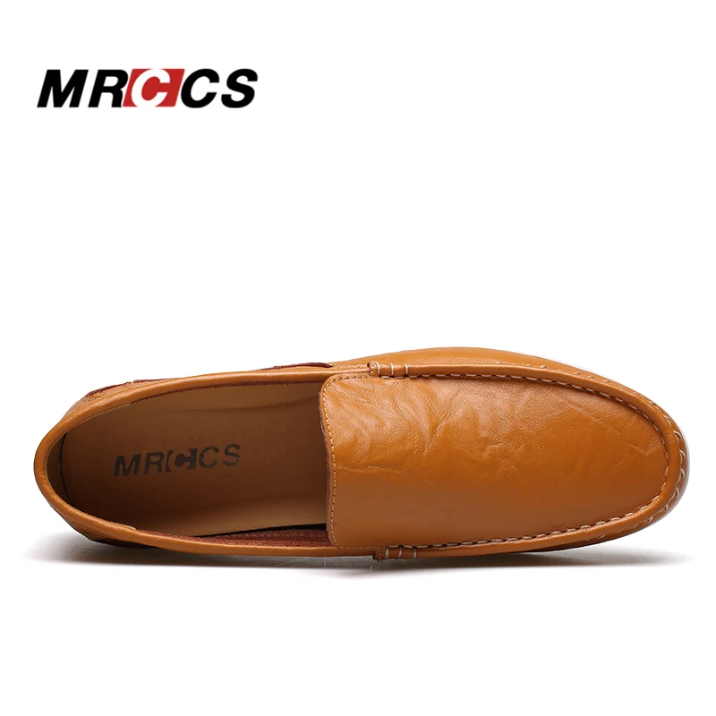 MRCCS/очень удобные мужские кожаные лоферы однотонные водонепроницаемые мокасины