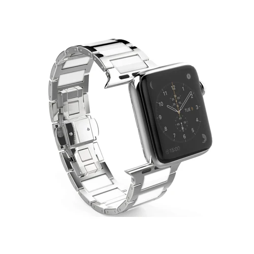 Silver OSRUI Нержавеющая сталь ремешок для наручных часов Apple watch, ремешок 42 мм, 38 мм, версия наручных часов iWatch серии 3/2/1 Керамика браслеты браслет ремень correa - Цвет ремешка: Silver