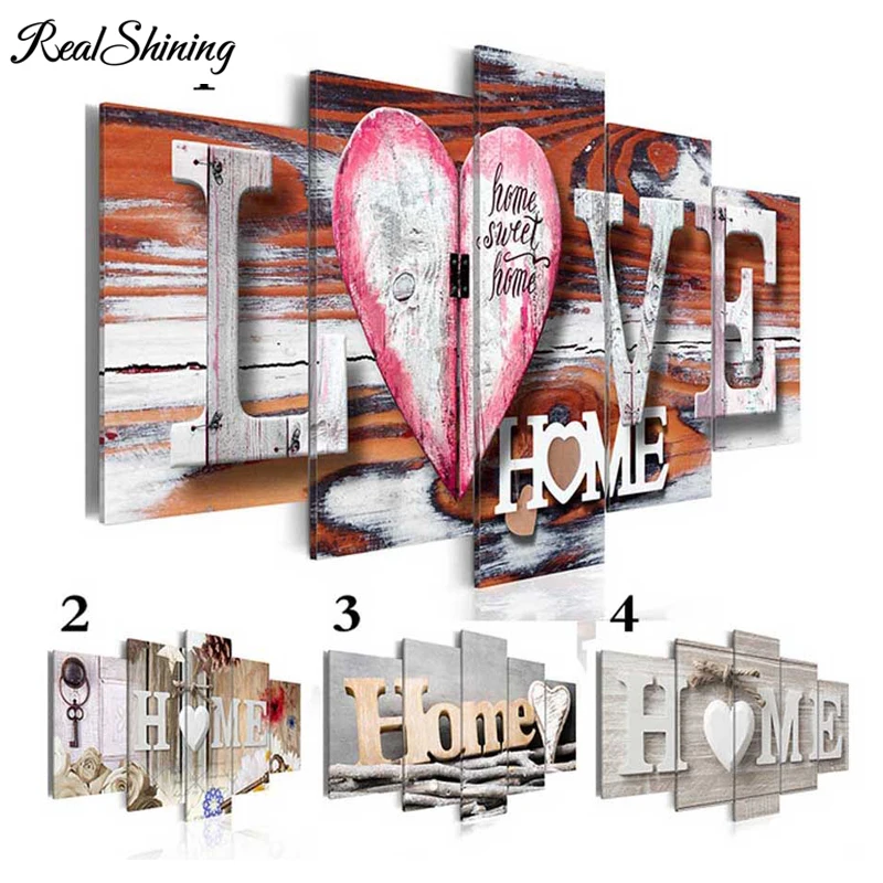 

5D Diamond Painting home sweet home DIY full Square Rhinestone Pasting 3d Diamond Embroidery Mosaic Painting 5pcs FS3585