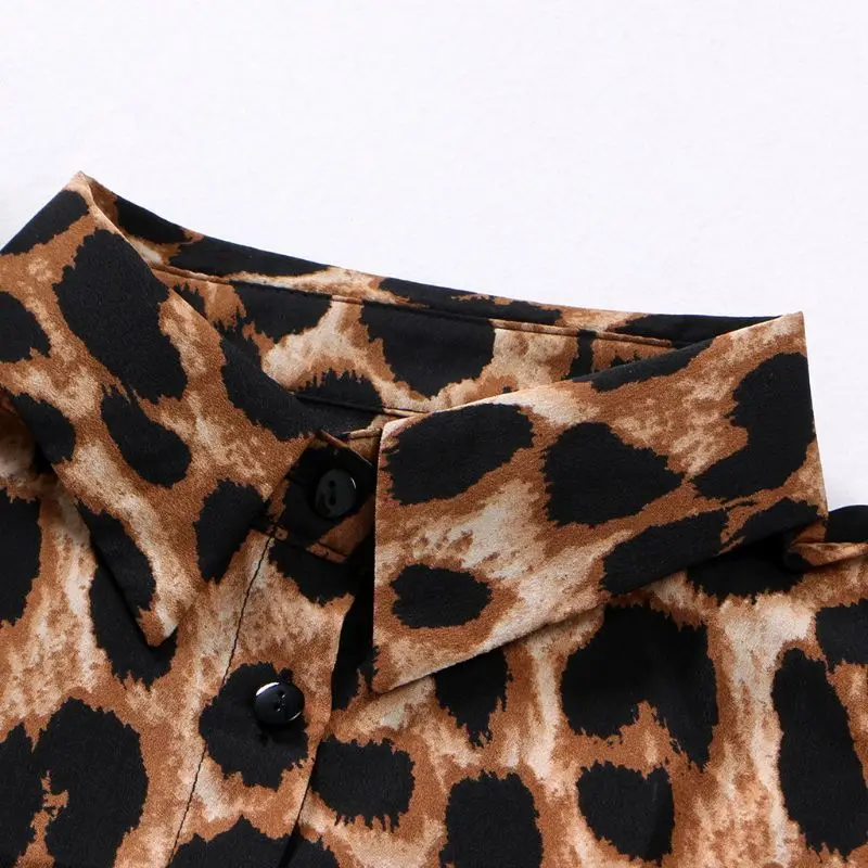 Женская рубашка с леопардовым принтом съемный воротник воротник-стойка 2019 |