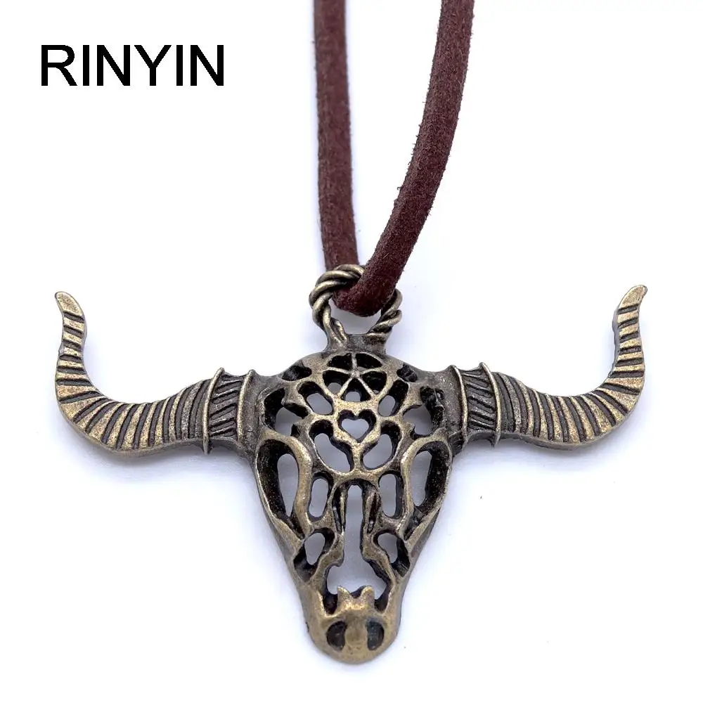 Длинное кожаное ожерелье Ретро ювелирные изделия винтажное в стиле хип-хоп рок